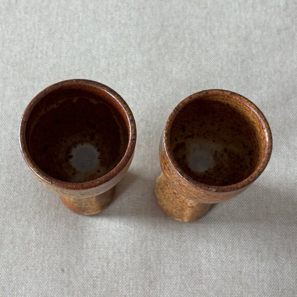 Handmade Set of 2 Pottery Wine Goblets B - Picture 3 of 4